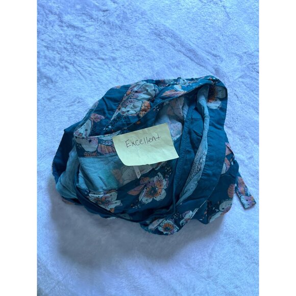 Free People Tuscan Dreams Printed Tunic Blouse Top Womens Medium Teal Floral - Picture 11 of 11